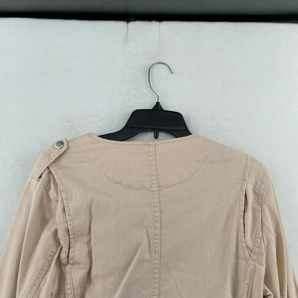 Banana Republic Jacket Women's Sz M Blush Pink Full-Zip Cropped Motorcycle Coat - Picture 9 of 12